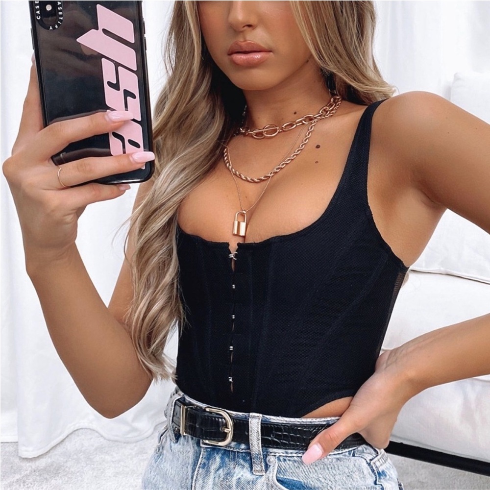 White fox bustier top